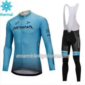 Tenue Maillot M/L + Collant à Bretelles 2018 Astana Pro Team Hiver Thermal Fleece N001